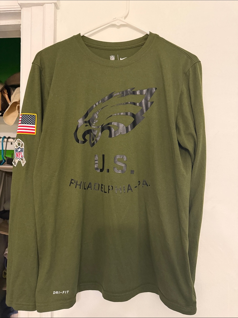 Nike Philadelphia Eagles Olive Green Philadelphia Eagles Long Sleeve Shirt Army